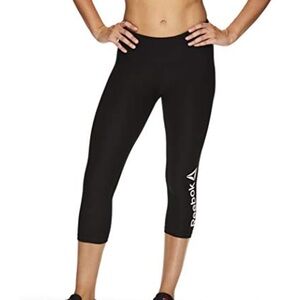 Reebok Womens Branded Capri Compression Athletic Pants